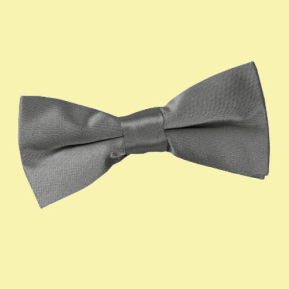 Platinum Grey Boys Plain Satin Bow Tie Wedding Neck Bow Tie