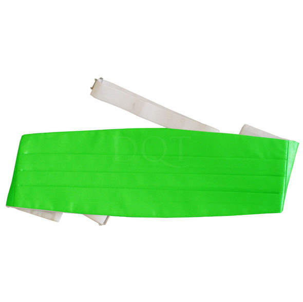 Apple Green Mens Plain Satin Pleated Wedding Cummerbund