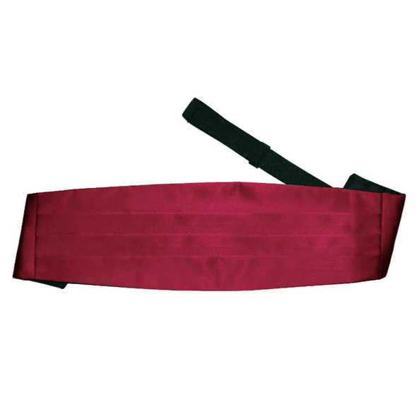 Burgundy Mens Plain Satin Pleated Wedding Cummerbund