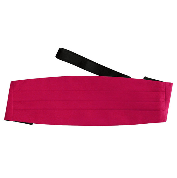 Crimson Red Mens Plain Satin Pleated Wedding Cummerbund