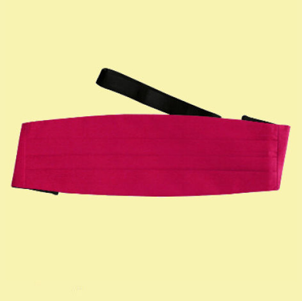 Crimson Red Mens Plain Satin Pleated Wedding Cummerbund