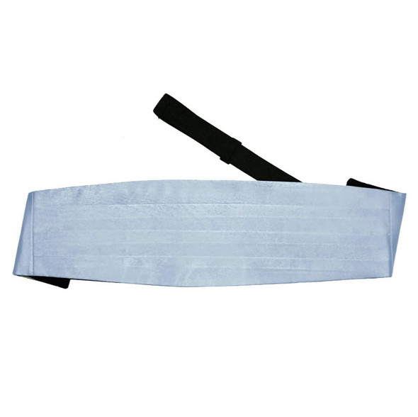 Dusty Blue Mens Plain Satin Pleated Wedding Cummerbund