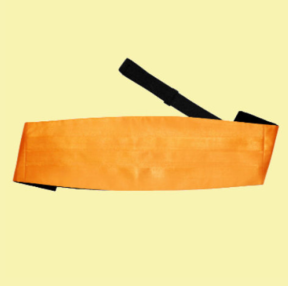 Fluorescent Orange Mens Plain Satin Pleated Wedding Cummerbund