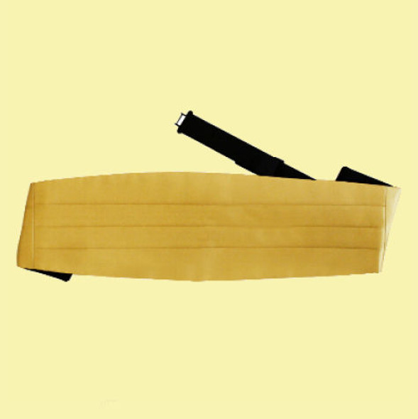 Gold Mens Plain Satin Pleated Wedding Cummerbund