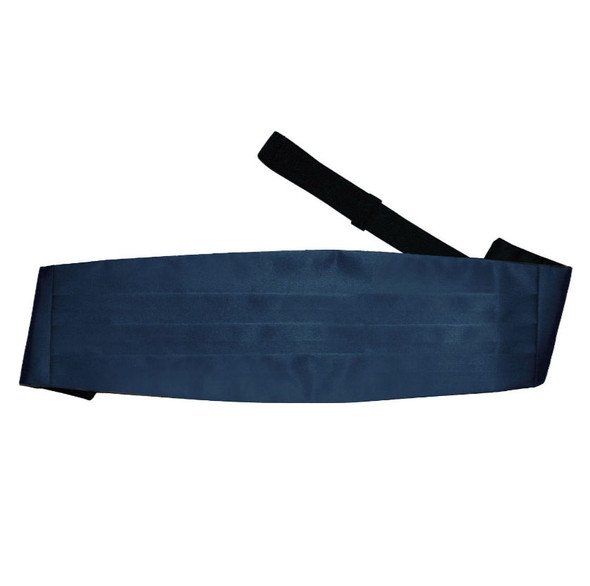 Navy Blue Mens Plain Satin Pleated Wedding Cummerbund