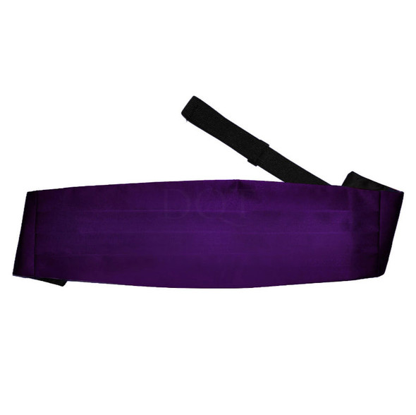 Purple Mens Plain Satin Pleated Wedding Cummerbund