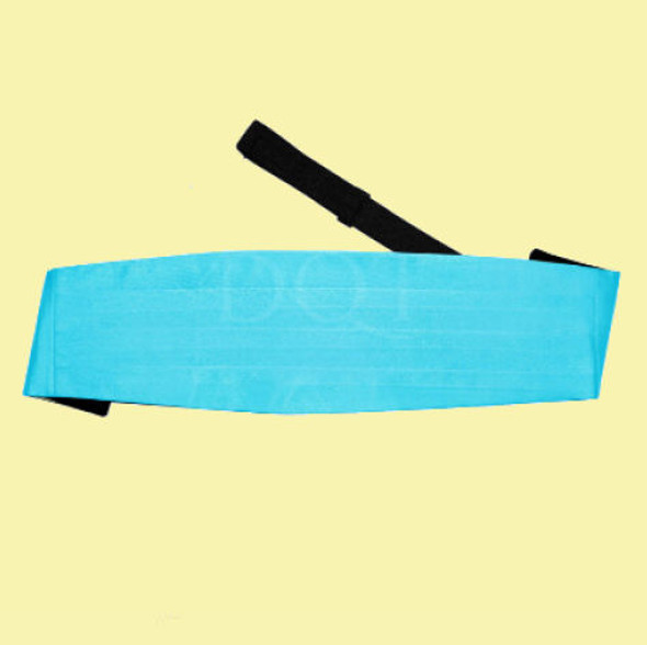 Robins Egg Blue Mens Plain Satin Pleated Wedding Cummerbund