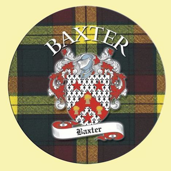 Baxter Coat of Arms Tartan Cork Round Scottish Name Coasters Set of 2