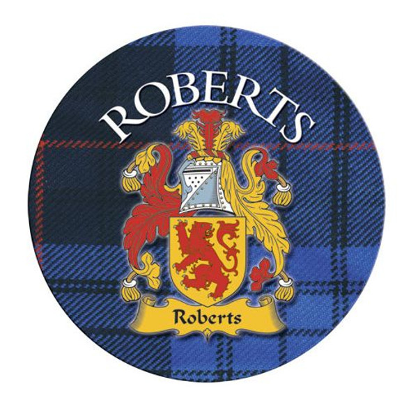 Roberts Coat of Arms Tartan Cork Round Scottish Name Coasters Set of 4