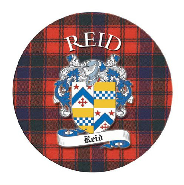 Reid Coat of Arms Tartan Cork Round Scottish Name Coasters Set of 4