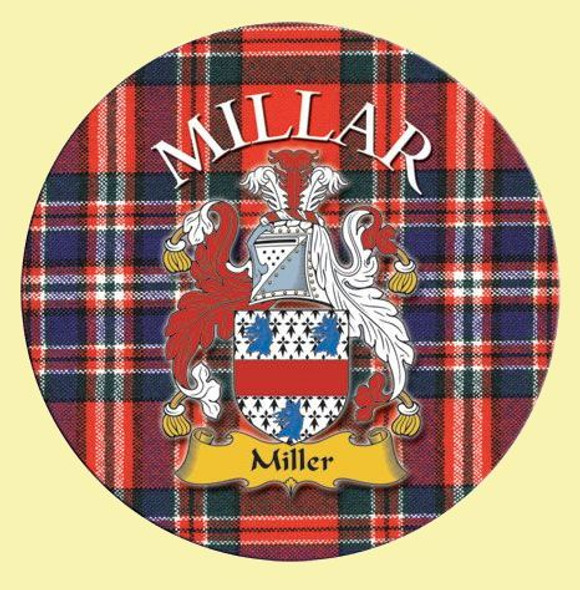 Millar Coat of Arms Tartan Cork Round Scottish Name Coasters Set of 4