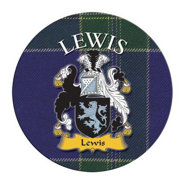 Lewis Coat of Arms Tartan Cork Round Scottish Name Coasters Set of 4
