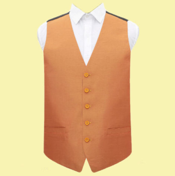 Turmeric Yellow Mens Plain Shantung  Wedding Vest Waistcoat 