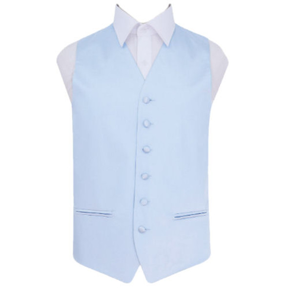 Baby Blue Mens Plain Satin Wedding Vest Waistcoat 