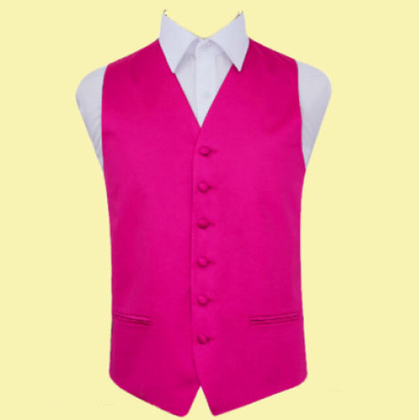 Hot Pink Mens Plain Satin Wedding Vest Waistcoat 