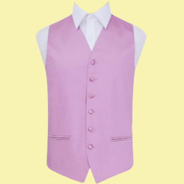 Lilac Mens Plain Satin Wedding Vest Waistcoat 