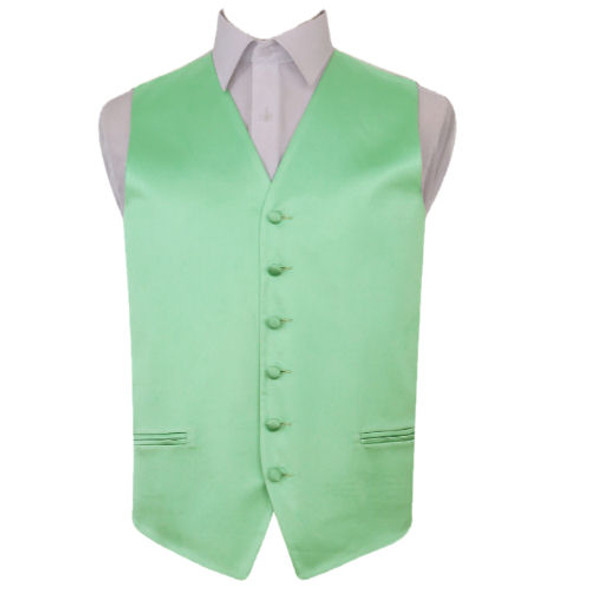 Mint Green Mens Plain Satin Wedding Vest Waistcoat 