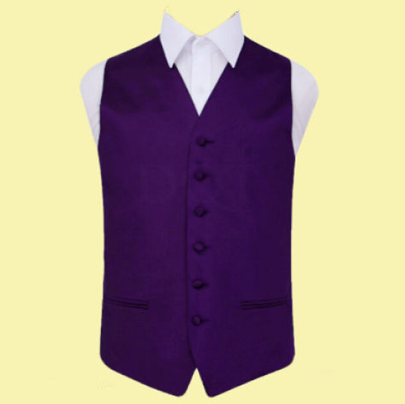 Purple Mens Plain Satin Wedding Vest Waistcoat 
