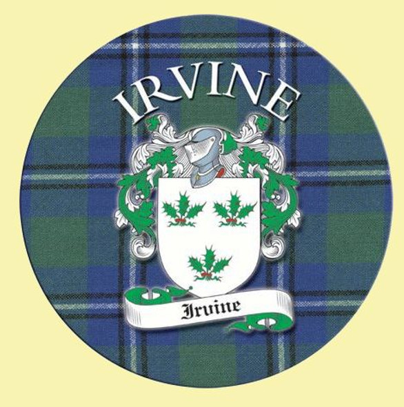 Irvine Coat of Arms Tartan Cork Round Scottish Name Coasters Set of 4