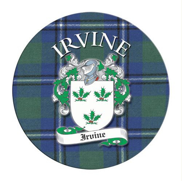 Irvine Coat of Arms Tartan Cork Round Scottish Name Coasters Set of 4
