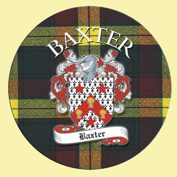 Baxter Coat of Arms Tartan Cork Round Scottish Name Coasters Set of 4