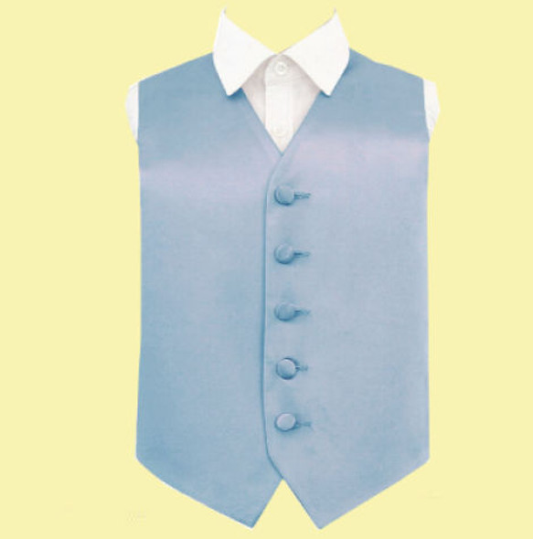 Dusty Blue Boys Plain Satin Wedding Vest Waistcoat 