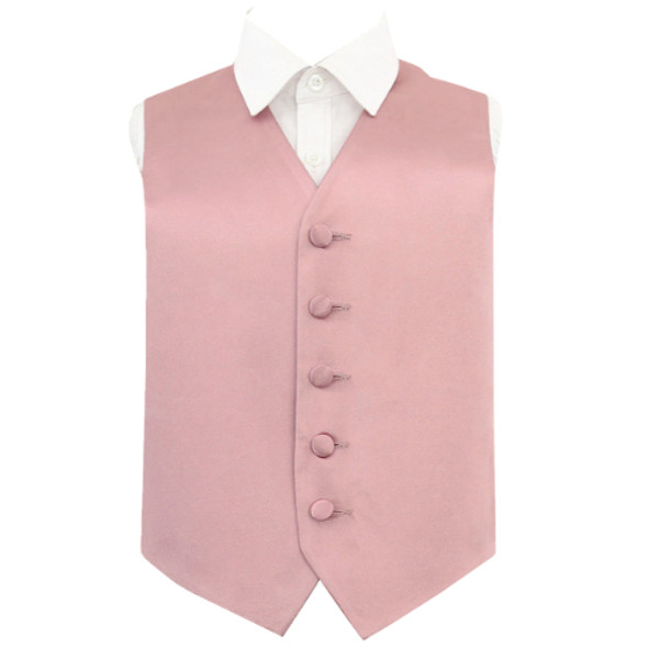 Dusty Pink Boys Plain Satin Wedding Vest Waistcoat 
