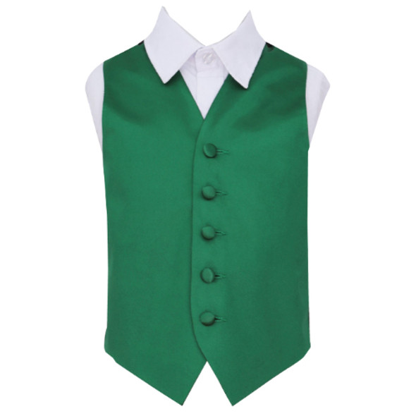 Emerald Green Boys Plain Satin Wedding Vest Waistcoat 