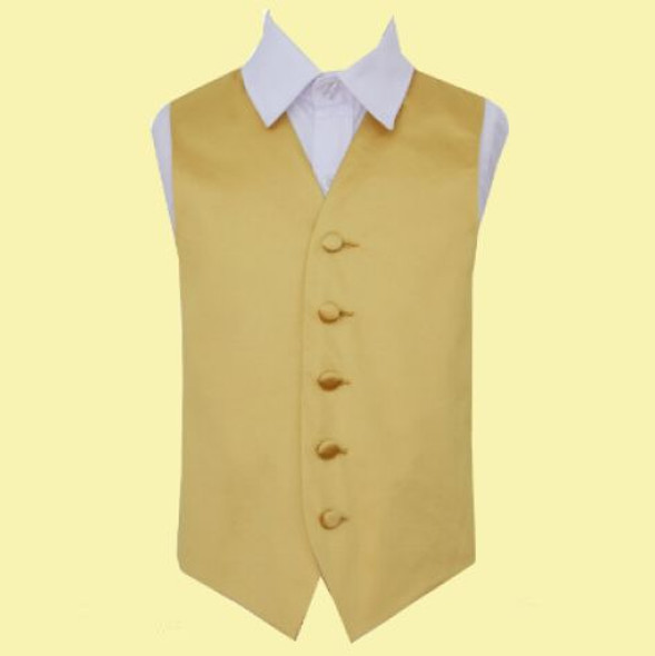 Gold Boys Plain Satin Wedding Vest Waistcoat 