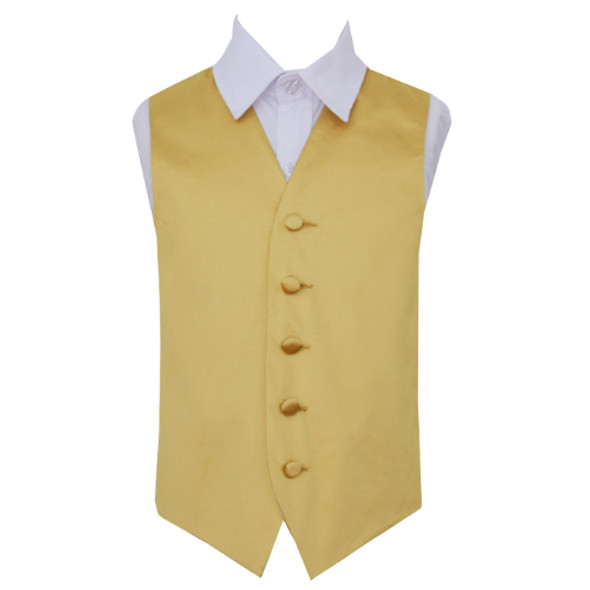 Gold Boys Plain Satin Wedding Vest Waistcoat 