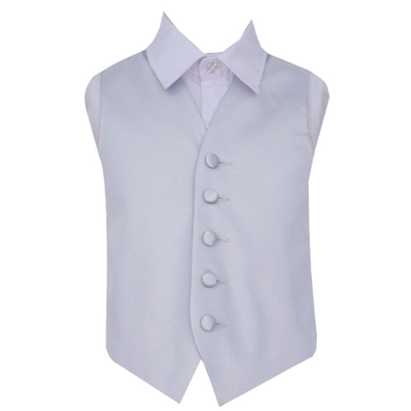 Silver Grey Boys Plain Satin Wedding Vest Waistcoat 