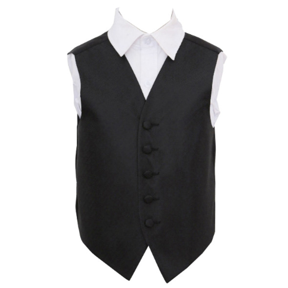 Black Boys Greek Key Pattern Microfibre Wedding Vest Waistcoat 