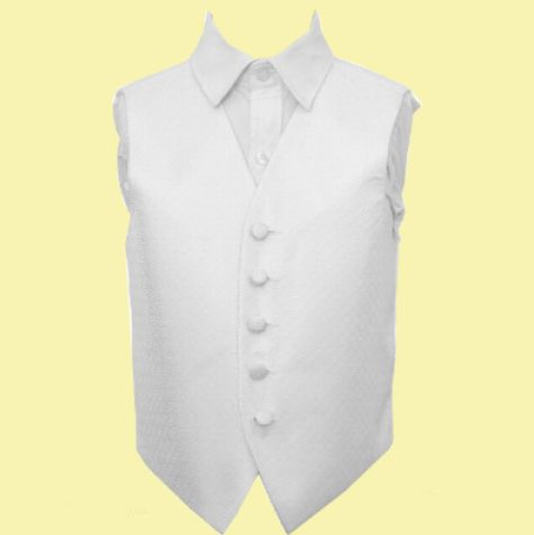 Ivory Boys Greek Key Pattern Microfibre Wedding Vest Waistcoat 