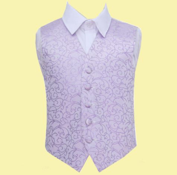 Lilac Boys Swirl Pattern Microfibre Wedding Vest Waistcoat 