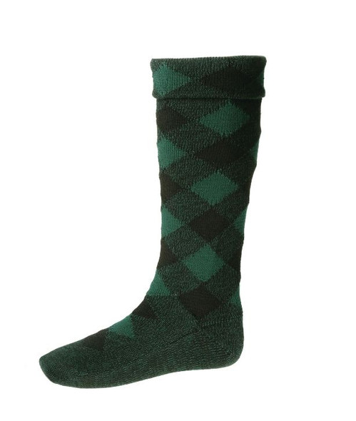 Blackwatch Diced Wool Full Length Mens Kilt Hose Highland Socks