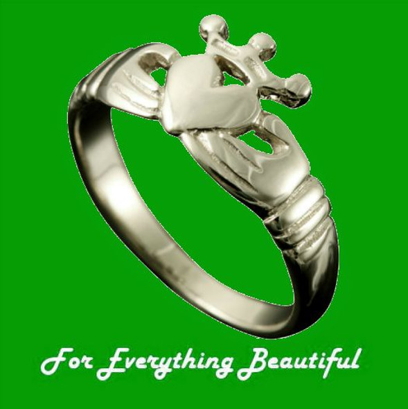 Claddagh Crown Heart Design Ladies 18K White Gold Ring Size R-Z