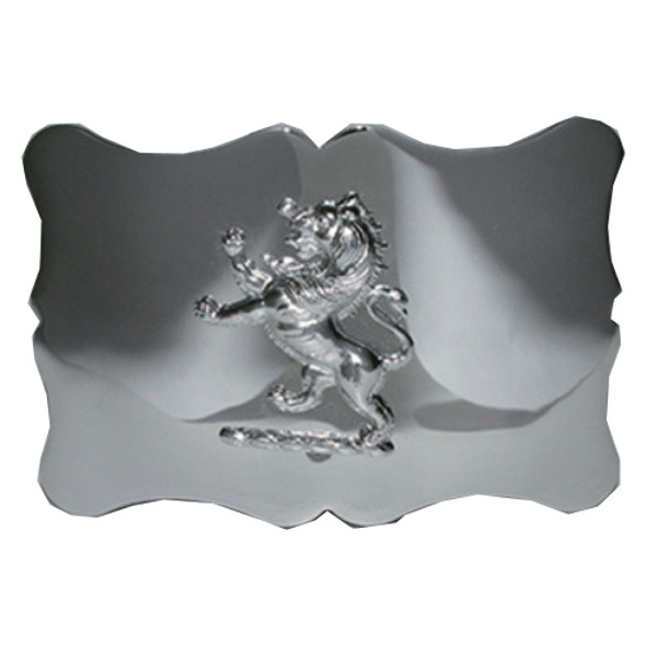 Lion Rampant Scalloped Chrome Finish Mens Stylish Pewter Kilt Belt Buckle