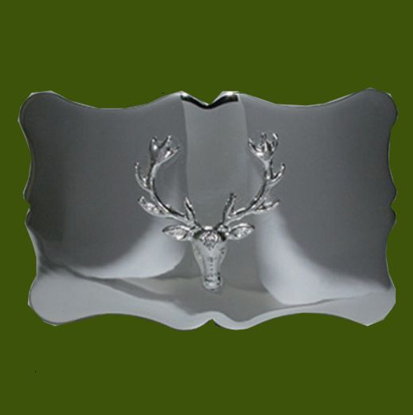 Proud Stag Scalloped Chrome Finish Mens Stylish Pewter Kilt Belt Buckle