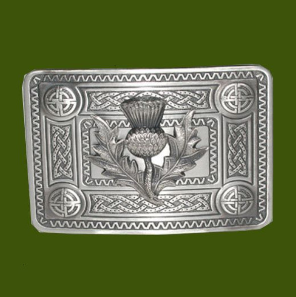 Celtic Knotwork Thistle Antique Mens Stylish Pewter Kilt Belt Buckle