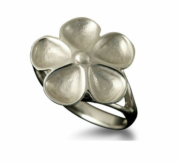 Kokkaloorie Daisy Design Enamel Ladies 18K White Gold Ring Sizes R-Z