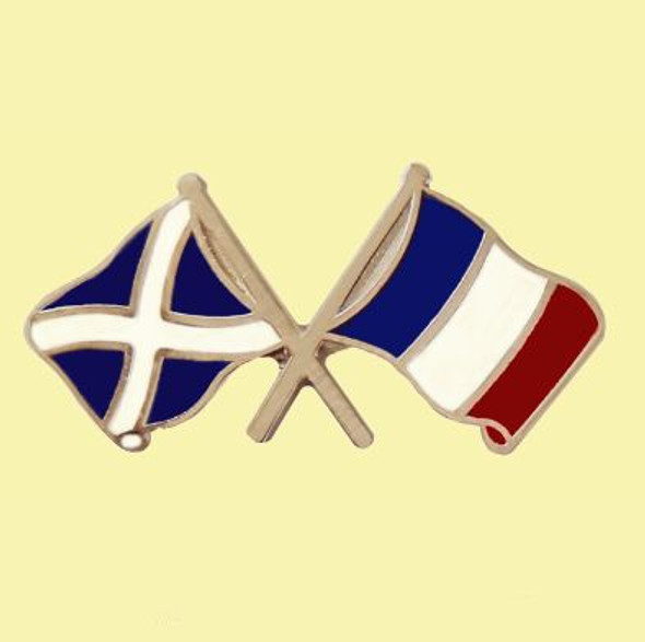 Saltire France Crossed Country Flags Friendship Enamel Lapel Pin Set x 3