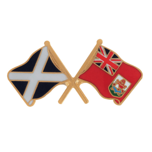 Saltire Bermuda Crossed Country Flags Friendship Enamel Lapel Pin Set x 3