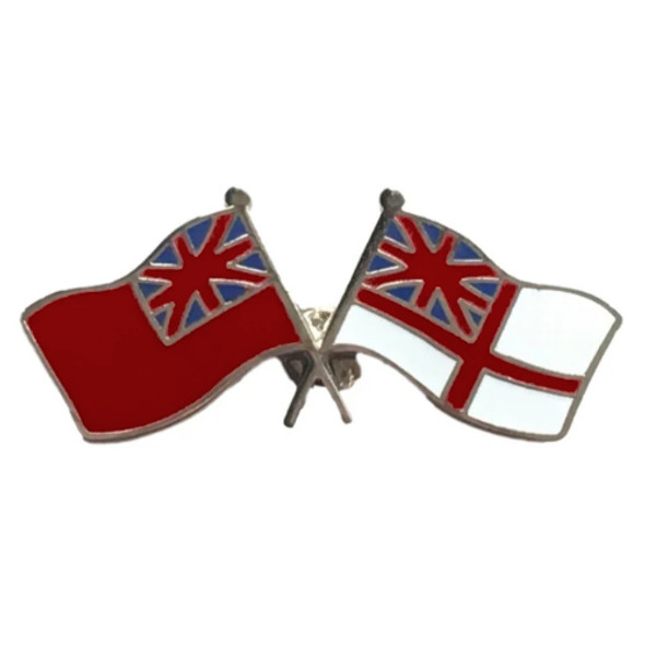 Red And White Ensign Crossed Military Flags Friendship Enamel Lapel Pin Set x 3