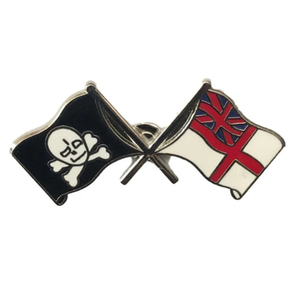 Jolly Roger White Ensign Flags Friendship Enamel Lapel Pin Set x 3