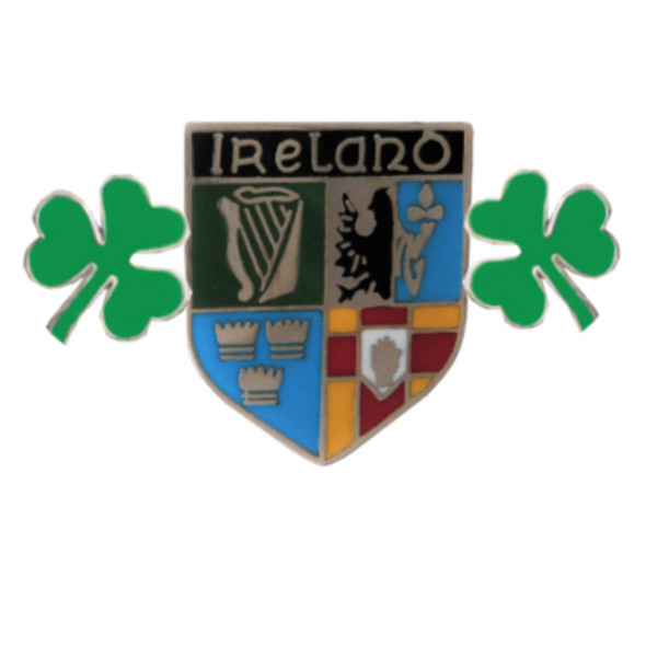 Ireland Four Provinces Double Shamrocks Shield Enamel Badge Lapel Pin Set x 3