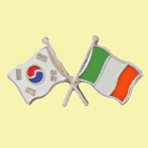 South Korea Ireland Crossed Country Flags Friendship Enamel Lapel Pin Set x 3