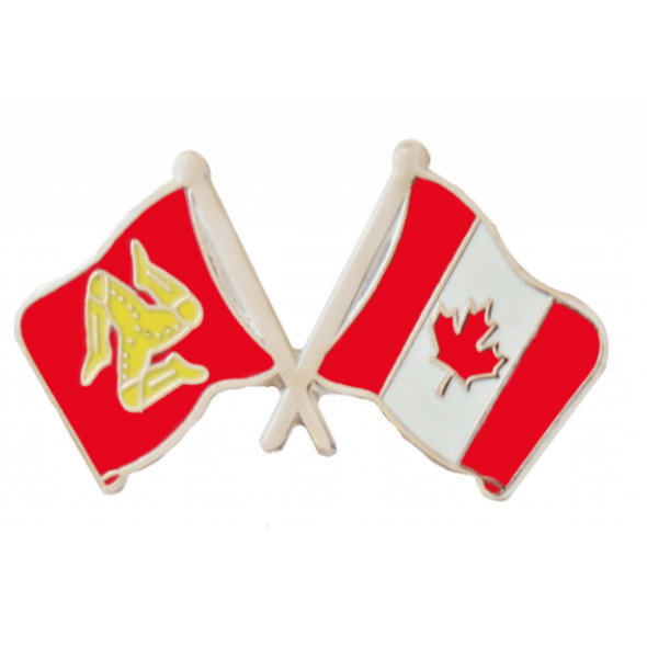 Isle Of Man Canada Crossed Country Flags Friendship Enamel Lapel Pin Set x 3