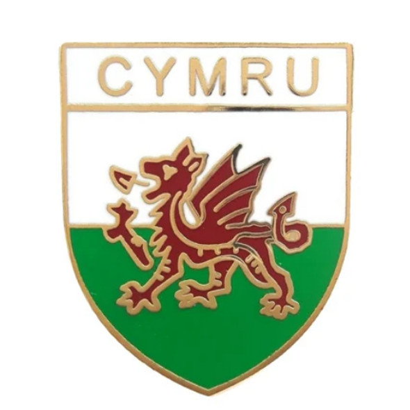 Cymru Welsh Dragon Shield Enamel Badge Lapel Pin Set x 3