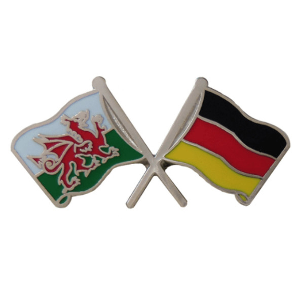 Wales Germany Crossed Country Flags Friendship Enamel Lapel Pin Set x 3