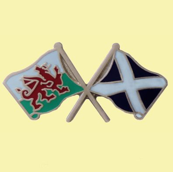 Wales Saltire Crossed Country Flags Friendship Enamel Lapel Pin Set x 3